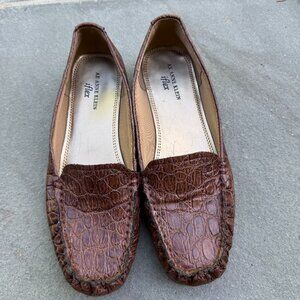 Anne Klein Iflex Vama Loafers Brown Leather Faux Croc Size 8M